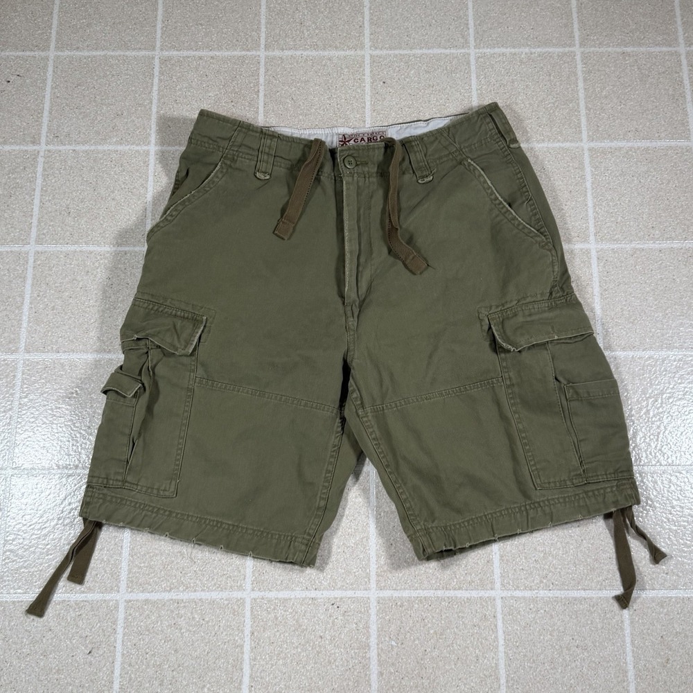 Steve & Barrys Mens Cargo Shorts 34 Army Green Baggy Skater Hiking Grunge Y2k